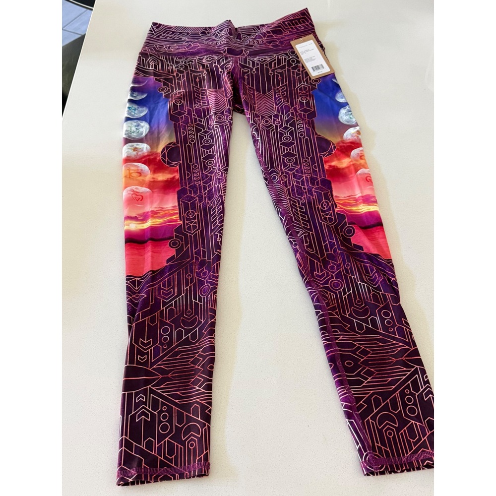 Niyama Sol Barefoot Leggings XL Chakra Moon Purple Celestial Geometric New $92